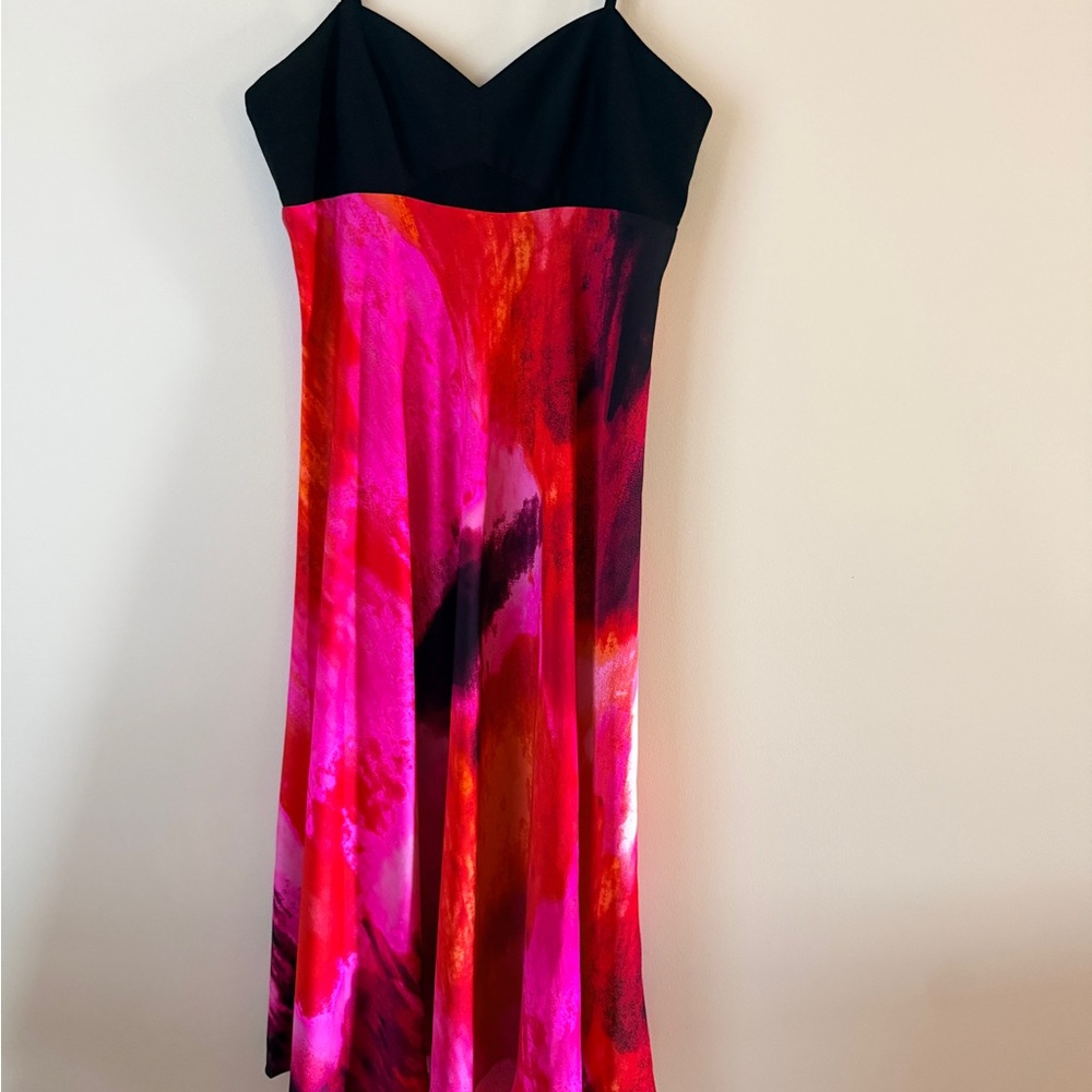 DKNY Black and Red Asymmetrical Dress